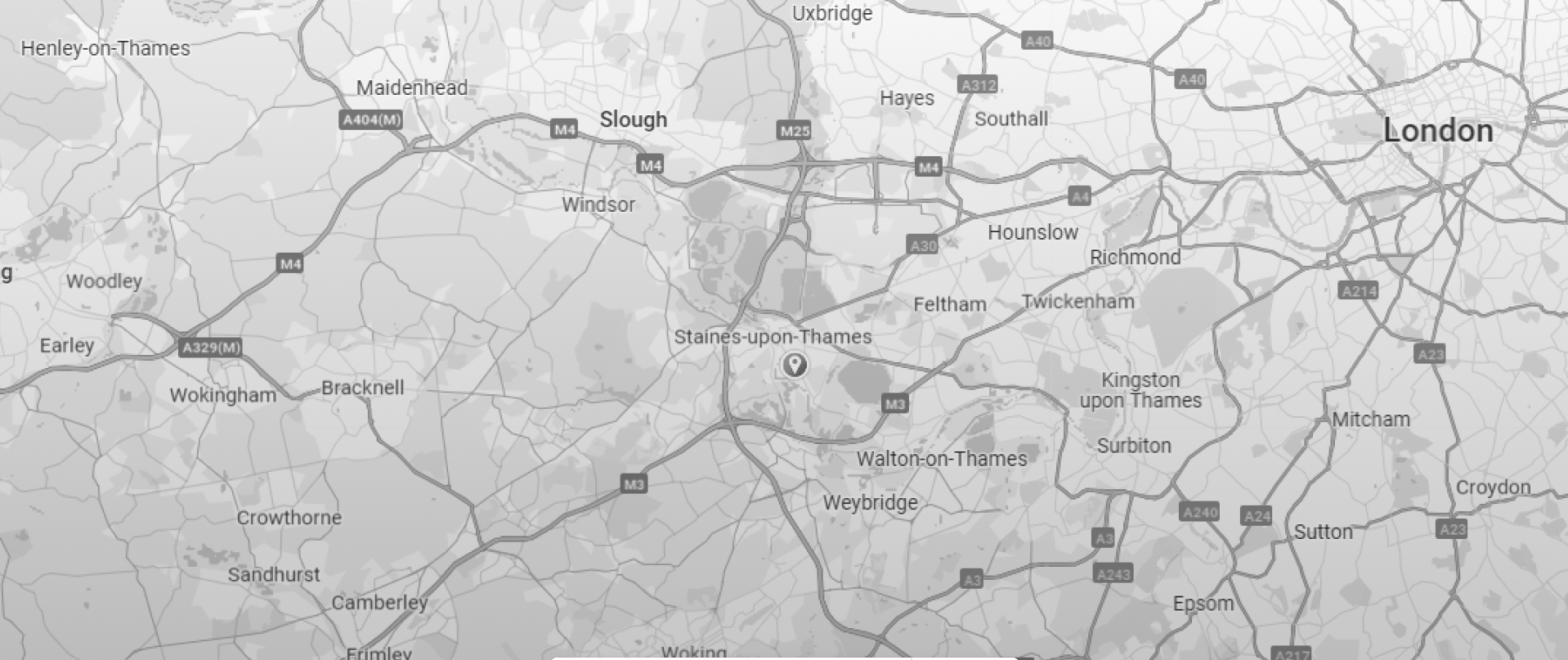 Map showing Staines where Brighter Future Therapy operates.